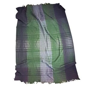 FabIndia Ayan hand woven throw 55" x 83" purple green